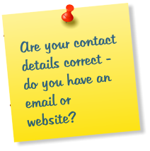 Are your contact details correct - do you have an email or website?